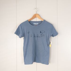 Peanuts Slate Blue T-Shirt with Snoopy & Woodstock Design